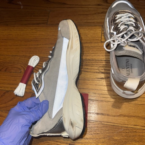 Valentino Garavani Gray and White Women's Sneakers - Picture 3 of 8